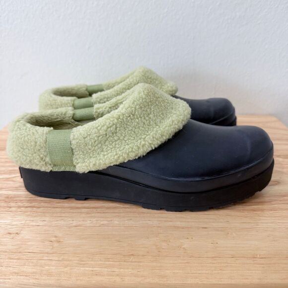 Hunter Gardener Black Fur Lined Waterproof Clogs Women's Size US 9 EU 40 - Picture 1 of 9